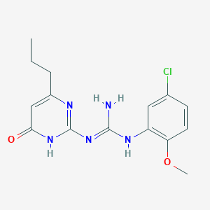 molecular formula C15H18ClN5O2 B5976956 N-(5-CHLORO-2-METHOXYPHENYL)-N'-(6-OXO-4-PROPYL-1,6-DIHYDRO-2-PYRIMIDINYL)GUANIDINE 