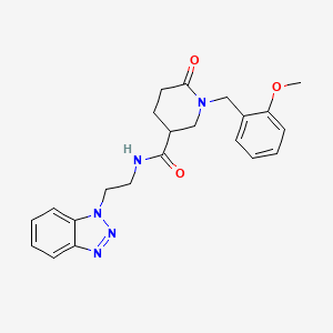 molecular formula C22H25N5O3 B5977256 N-[2-(benzotriazol-1-yl)ethyl]-1-[(2-methoxyphenyl)methyl]-6-oxopiperidine-3-carboxamide 