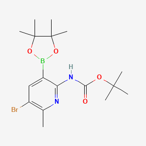 tert-Butyl (5-bromo-6-methyl-3-(4,4,5,5-tetramethyl-1,3,2-dioxaborolan-2-yl)pyridin-2-yl)carbamate
