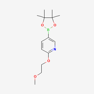molecular formula C14H22BNO4 B597757 2-(2-Methoxyethoxy)-5-(4,4,5,5-tetramethyl-1,3,2-dioxaborolan-2-yl)pyridine CAS No. 1257553-79-9