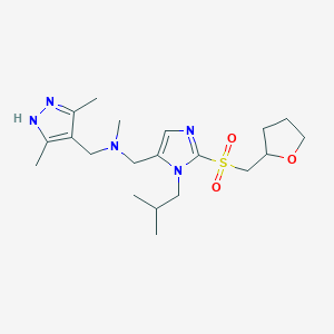 molecular formula C20H33N5O3S B5977776 N-[(3,5-dimethyl-1H-pyrazol-4-yl)methyl]-N-methyl-1-[3-(2-methylpropyl)-2-(oxolan-2-ylmethylsulfonyl)imidazol-4-yl]methanamine 