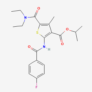 molecular formula C21H25FN2O4S B5977782 PROPAN-2-YL 5-(DIETHYLCARBAMOYL)-2-(4-FLUOROBENZAMIDO)-4-METHYLTHIOPHENE-3-CARBOXYLATE 