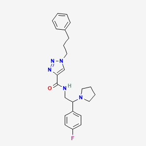 molecular formula C24H28FN5O B5977832 N-[2-(4-fluorophenyl)-2-pyrrolidin-1-ylethyl]-1-(3-phenylpropyl)triazole-4-carboxamide 