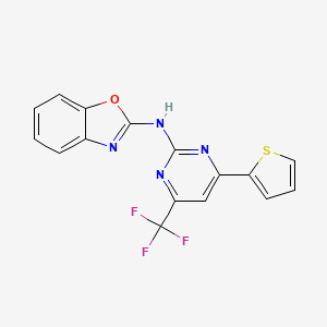 molecular formula C16H9F3N4OS B5977926 N-[4-(thiophen-2-yl)-6-(trifluoromethyl)pyrimidin-2-yl]-1,3-benzoxazol-2-amine 