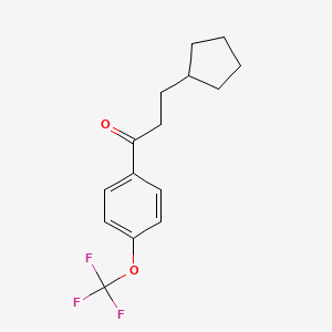 molecular formula C15H17F3O2 B597794 3-Cyclopentyl-1-[4-(trifluoromethoxy)phenyl]propan-1-one CAS No. 1352318-73-0