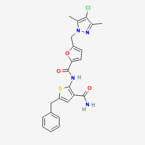 molecular formula C23H21ClN4O3S B5977941 N-[3-(aminocarbonyl)-5-benzyl-2-thienyl]-5-[(4-chloro-3,5-dimethyl-1H-pyrazol-1-yl)methyl]-2-furamide 