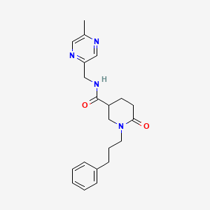molecular formula C21H26N4O2 B5977967 N-[(5-methylpyrazin-2-yl)methyl]-6-oxo-1-(3-phenylpropyl)piperidine-3-carboxamide 