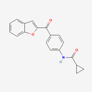 molecular formula C19H15NO3 B5978068 N-[4-(1-benzofuran-2-ylcarbonyl)phenyl]cyclopropanecarboxamide 