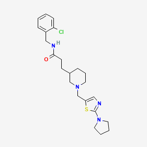 molecular formula C23H31ClN4OS B5978277 N-[(2-chlorophenyl)methyl]-3-[1-[(2-pyrrolidin-1-yl-1,3-thiazol-5-yl)methyl]piperidin-3-yl]propanamide 
