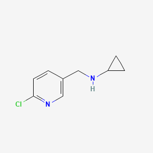 molecular formula C9H11ClN2 B597849 N-((6-Chloropyridin-3-yl)methyl)cyclopropanamine CAS No. 149019-54-5