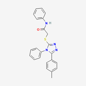 molecular formula C23H20N4OS B5978539 N-Phenyl-2-((4-phenyl-5-(p-tolyl)-4H-1,2,4-triazol-3-yl)thio)acetamide 