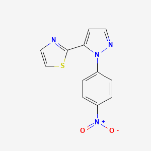 molecular formula C12H8N4O2S B597861 2-(1-(4-nitrophenyl)-1H-pyrazol-5-yl)thiazole CAS No. 1269291-76-0