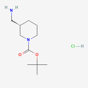 molecular formula C11H23ClN2O2 B597867 (S)-tert-Butyl 3-(aminomethyl)piperidine-1-carboxylate hydrochloride CAS No. 1217702-57-2