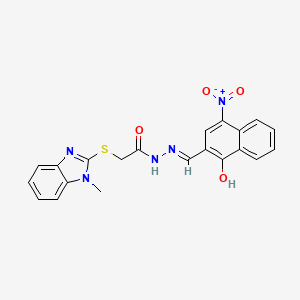 molecular formula C21H17N5O4S B5979005 N-[(E)-(1-hydroxy-4-nitronaphthalen-2-yl)methylideneamino]-2-(1-methylbenzimidazol-2-yl)sulfanylacetamide 