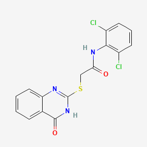 molecular formula C16H11Cl2N3O2S B5979114 N-(2,6-Dichlorophenyl)-2-((4-oxo-3,4-dihydroquinazolin-2-yl)thio)acetamide 