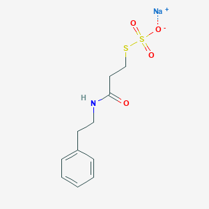 molecular formula C11H14NNaO4S2 B5979149 Sodium;2-(3-sulfonatosulfanylpropanoylamino)ethylbenzene 