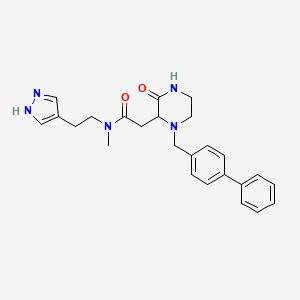 molecular formula C25H29N5O2 B5979226 N-methyl-2-[3-oxo-1-[(4-phenylphenyl)methyl]piperazin-2-yl]-N-[2-(1H-pyrazol-4-yl)ethyl]acetamide 