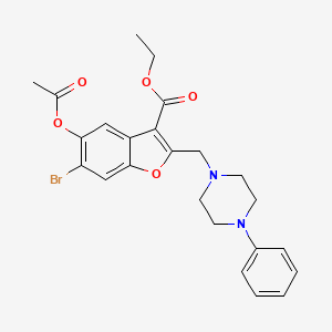 molecular formula C24H25BrN2O5 B5979363 Ethyl 5-(acetyloxy)-6-bromo-2-[(4-phenylpiperazin-1-yl)methyl]-1-benzofuran-3-carboxylate 