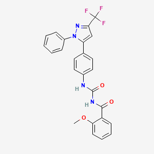 molecular formula C25H19F3N4O3 B5979418 N-(2-METHOXYBENZOYL)-N'-{4-[1-PHENYL-3-(TRIFLUOROMETHYL)-1H-PYRAZOL-5-YL]PHENYL}UREA 