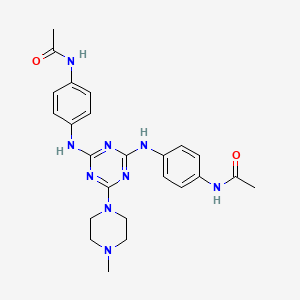 molecular formula C24H29N9O2 B5979602 N-(4-{[(2Z)-6-{[4-(acetylamino)phenyl]amino}-4-(4-methylpiperazin-1-yl)-1,3,5-triazin-2(1H)-ylidene]amino}phenyl)acetamide 