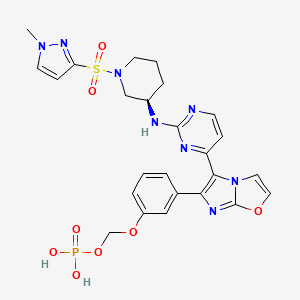 Methanol,1-[3-[5-[2-[[(3R)-1-[(1-methyl-1H-pyrazol-3-yl)sulfonyl]-3-piperidinyl]amino]-4-pyrimidinyl]imidazo[2,1-b]oxazol-6-yl]phenoxy]-,1-(dihydrogen phosphate)