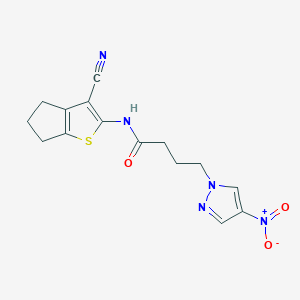 molecular formula C15H15N5O3S B5979778 N-{3-CYANO-4H5H6H-CYCLOPENTA[B]THIOPHEN-2-YL}-4-(4-NITRO-1H-PYRAZOL-1-YL)BUTANAMIDE 