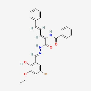 molecular formula C27H24BrN3O4 B5979798 N-(1-{[2-(5-bromo-3-ethoxy-2-hydroxybenzylidene)hydrazino]carbonyl}-4-phenyl-1,3-butadien-1-yl)benzamide 