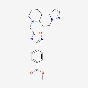 molecular formula C21H25N5O3 B5979804 methyl 4-[5-({2-[2-(1H-pyrazol-1-yl)ethyl]-1-piperidinyl}methyl)-1,2,4-oxadiazol-3-yl]benzoate 