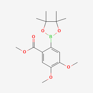 molecular formula C16H23BO6 B598021 Methyl 4,5-dimethoxy-2-(4,4,5,5-tetramethyl-1,3,2-dioxaborolan-2-yl)benzoate CAS No. 1201566-80-4