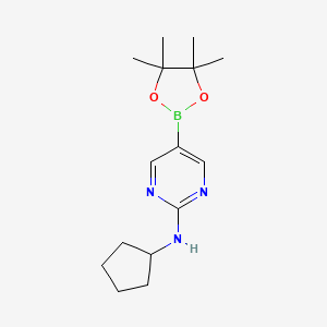 molecular formula C15H24BN3O2 B598027 N-Cyclopentyl-5-(4,4,5,5-tetramethyl-1,3,2-dioxaborolan-2-yl)pyrimidin-2-amine CAS No. 1202805-22-8