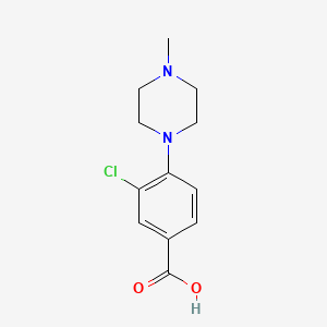 molecular formula C12H15ClN2O2 B598029 3-Chloro-4-(4-methyl-1-piperazinyl)benzoic acid CAS No. 1197193-33-1