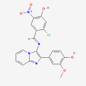 molecular formula C21H15ClN4O5 B5980443 5-chloro-4-[(E)-{[2-(4-hydroxy-3-methoxyphenyl)imidazo[1,2-a]pyridin-3-yl]imino}methyl]-2-nitrophenol 