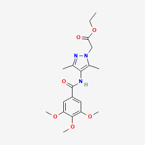 molecular formula C19H25N3O6 B5980506 ETHYL 2-[3,5-DIMETHYL-4-(3,4,5-TRIMETHOXYBENZAMIDO)-1H-PYRAZOL-1-YL]ACETATE 