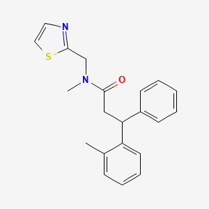 molecular formula C21H22N2OS B5980562 N-methyl-3-(2-methylphenyl)-3-phenyl-N-(1,3-thiazol-2-ylmethyl)propanamide 