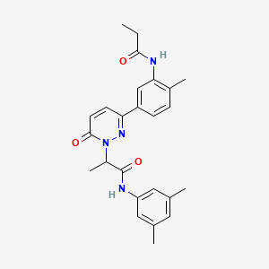 molecular formula C25H28N4O3 B5980708 N-(3,5-dimethylphenyl)-2-{3-[4-methyl-3-(propanoylamino)phenyl]-6-oxopyridazin-1(6H)-yl}propanamide 