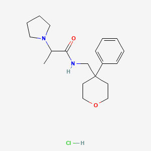 molecular formula C19H29ClN2O2 B5980772 N-[(4-phenyloxan-4-yl)methyl]-2-pyrrolidin-1-ylpropanamide;hydrochloride 