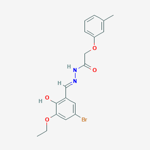 molecular formula C18H19BrN2O4 B5980835 N-[(E)-(5-bromo-3-ethoxy-2-hydroxyphenyl)methylideneamino]-2-(3-methylphenoxy)acetamide 