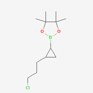 molecular formula C12H22BClO2 B598092 2-(2-(3-Chloropropyl)cyclopropyl)-4,4,5,5-tetramethyl-1,3,2-dioxaborolane CAS No. 126726-63-4