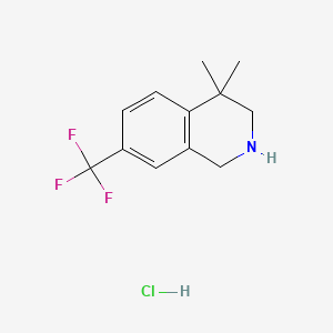 molecular formula C12H15ClF3N B598106 4,4-Dimethyl-7-(trifluoromethyl)-1,2,3,4-tetrahydroisoquinoline hydrochloride CAS No. 1203683-03-7