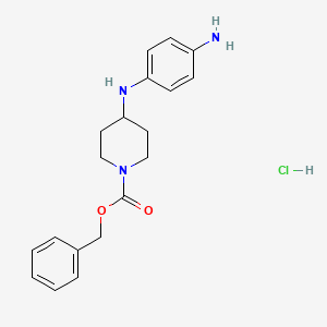 molecular formula C19H24ClN3O2 B598121 4-(4-aminophenylamino)- piperidine-1-carboxylic acid benzyl ester hydrochloride CAS No. 1204810-32-1
