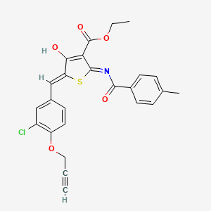 molecular formula C25H20ClNO5S B5981234 ETHYL (5Z)-5-{[3-CHLORO-4-(PROP-2-YN-1-YLOXY)PHENYL]METHYLIDENE}-2-(4-METHYLBENZAMIDO)-4-OXO-4,5-DIHYDROTHIOPHENE-3-CARBOXYLATE 