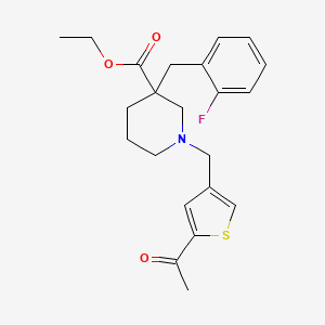 molecular formula C22H26FNO3S B5981277 ethyl 1-[(5-acetyl-3-thienyl)methyl]-3-(2-fluorobenzyl)-3-piperidinecarboxylate 