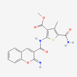 molecular formula C18H15N3O5S B5981338 METHYL 5-CARBAMOYL-2-(2-IMINO-2H-CHROMENE-3-AMIDO)-4-METHYLTHIOPHENE-3-CARBOXYLATE 