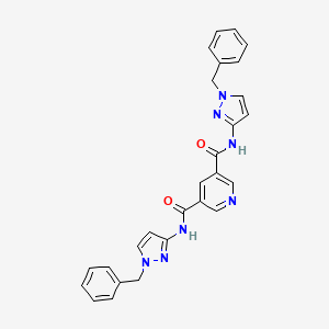 molecular formula C27H23N7O2 B5981563 N~3~,N~5~-bis(1-benzyl-1H-pyrazol-3-yl)-3,5-pyridinedicarboxamide 