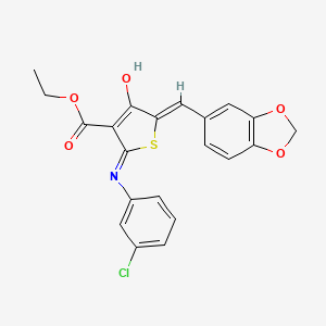 molecular formula C21H16ClNO5S B5981610 ethyl (5Z)-5-(1,3-benzodioxol-5-ylmethylidene)-2-[(3-chlorophenyl)amino]-4-oxo-4,5-dihydrothiophene-3-carboxylate 