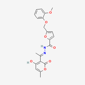 molecular formula C21H20N2O7 B5981667 N'~2~-[(E)-1-(4-HYDROXY-6-METHYL-2-OXO-2H-PYRAN-3-YL)ETHYLIDENE]-5-[(2-METHOXYPHENOXY)METHYL]-2-FUROHYDRAZIDE 