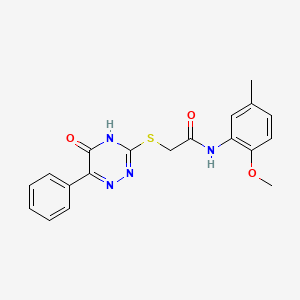 molecular formula C19H18N4O3S B5981930 N-(2-methoxy-5-methylphenyl)-2-[(5-oxo-6-phenyl-4,5-dihydro-1,2,4-triazin-3-yl)thio]acetamide 