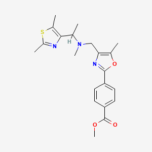 molecular formula C21H25N3O3S B5981948 Methyl 4-[4-[[1-(2,5-dimethyl-1,3-thiazol-4-yl)ethyl-methylamino]methyl]-5-methyl-1,3-oxazol-2-yl]benzoate 