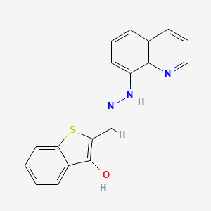 molecular formula C18H13N3OS B5981989 2-[(E)-(quinolin-8-ylhydrazinylidene)methyl]-1-benzothiophen-3-ol 