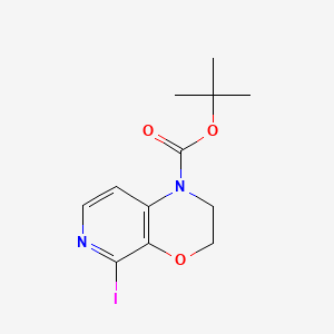 molecular formula C12H15IN2O3 B598199 tert-Butyl 5-iodo-2,3-dihydro-1H-pyrido[3,4-b][1,4]oxazine-1-carboxylate CAS No. 1198426-57-1